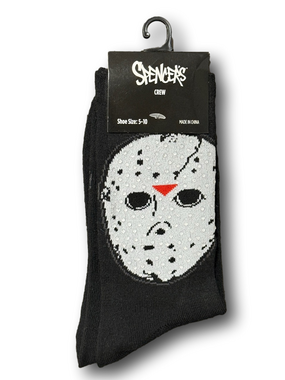 3/$20 Friday The 13th Studded Jason Mask Funny Novelty Crew Socks - NWT